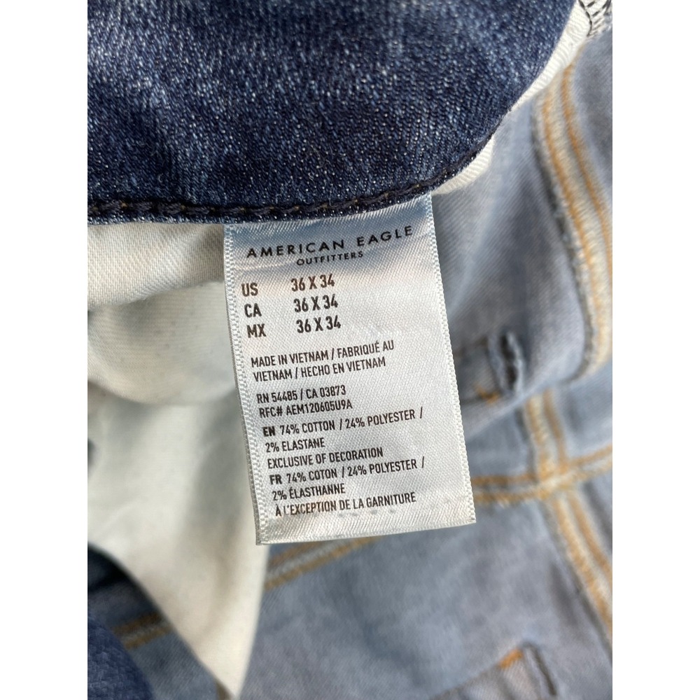 American Eagle Jeans Mens 36 x 34 Blue Cotton Blend Stretch Original Straight - Picture 4 of 8